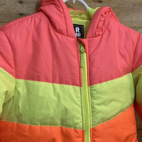R 1881 S Rothschild Girls Size L 14 Puffer Parka Jacket Neon Yellow Pink Orange - Picture 2 of 12