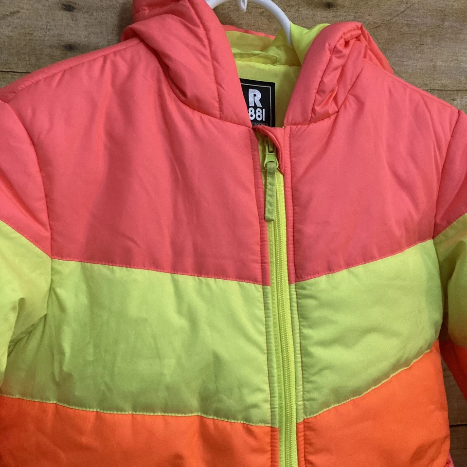 Chaqueta Parka R 1881 S Rothschild Niñas Talla L 14 Puffer Amarillo Neón Rosa Naranja Foto 2 de 4