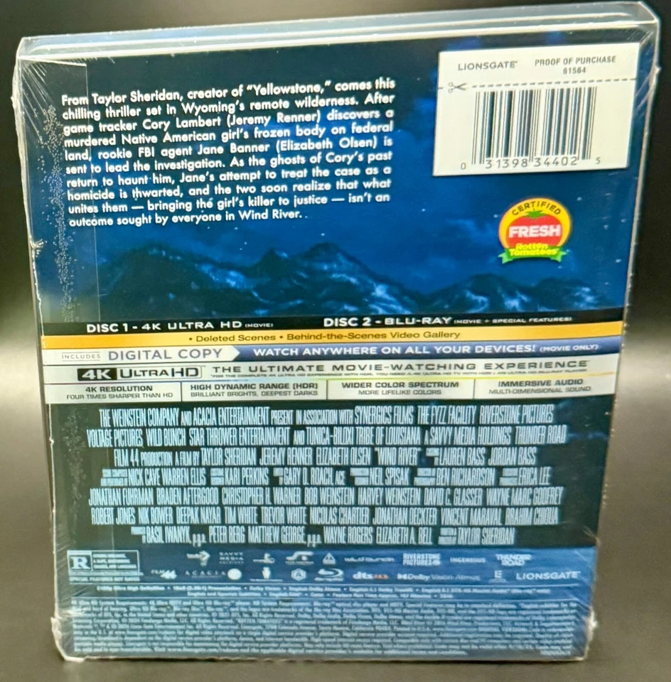 WIND RIVER - WALMART EXCLUSIVE 4K UHD BLURAY LIONSGATE STEELBOOK *NEW & SEALED!* - Image 3 of 4