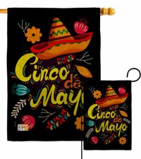 Sombrero Cinco De Mayo Burlap Garden Flag Summertime Decorative Yard Banner