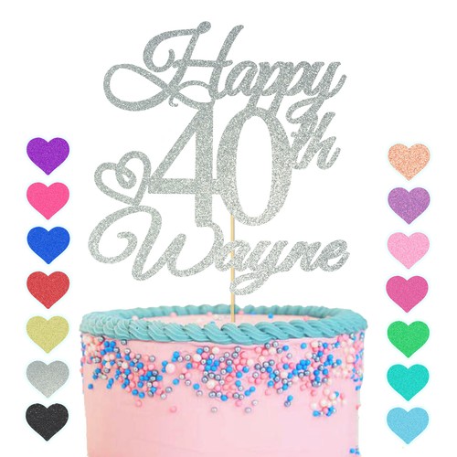 Personalised Happy 40th Birthday Name & Age Cake Topper 13 16 18 21 30 40 50 60 - Picture 4 of 15