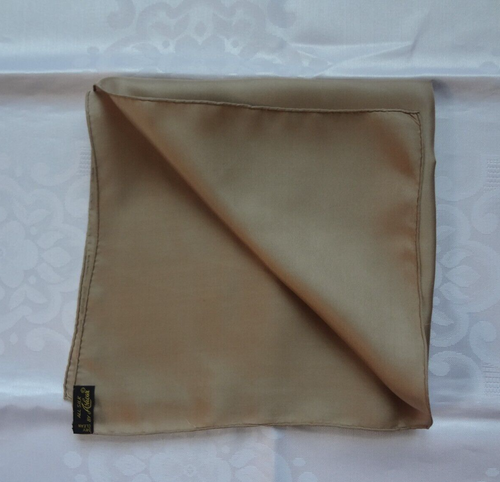 Vintage Ashear Gold Color Silk Hand Rolled Edges Pocket Square Handkerchief