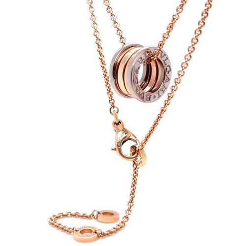Authentic Bvlgari 18ct Pink & White Gold B.Zero1 Necklace 14.1g RRP $7,000* - Picture 4 of 11
