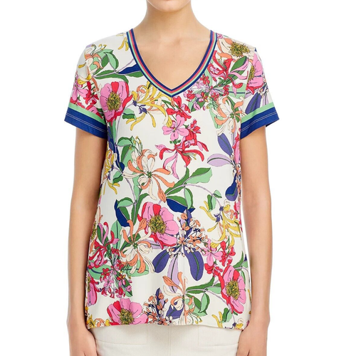 BNWT Johnny Was The Janie Favorite Floral V-Neck Tee ๐ Aldrich Scarf M $115