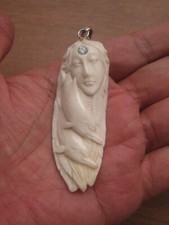 Goddess Dolphin  Bone Pendant from Deer Antle...