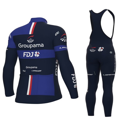 2024 FDJ Mens cycling long sleeve jersey bib pants setcycling bib pants top - Picture 2 of 7