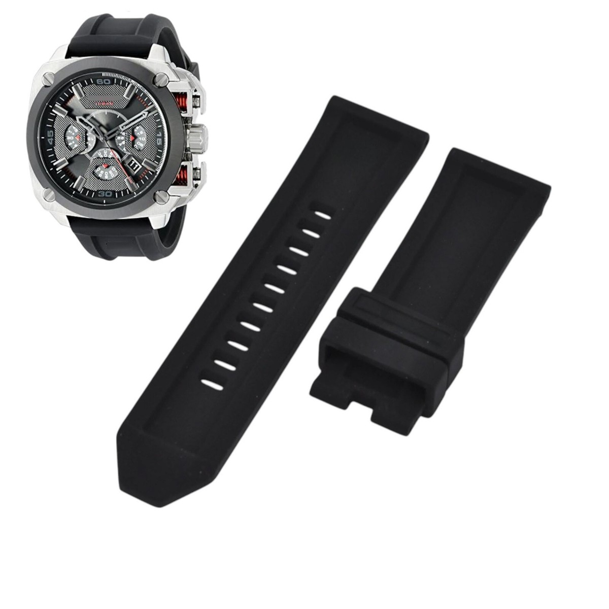 Bamf DZ7356 26mm Black Rubber Watch Strap For Diesel | eBay