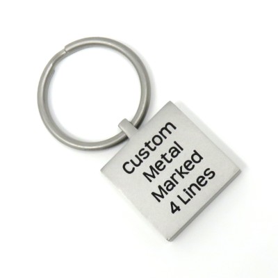 Square Stainless Steel Metal Key Chain - Custom - Personalized Choose Font - USA