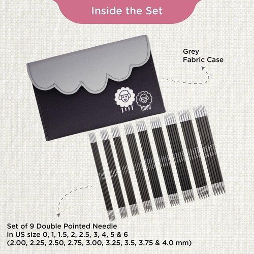 KnitPro Karbonz Double Pointed Needle Set 6"(15cm) -Deluxe - Picture 2 of 6