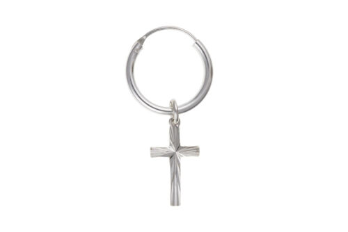 Orecchino A Cerchio Da Uomo Con Croce In Argento Sterling Gents Creole