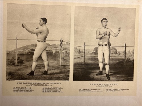 BOXERS Currier & Ives Boxing Sports Art Print 1930 Morrissey & Sayers UK FIGHT - Picture 3 of 6