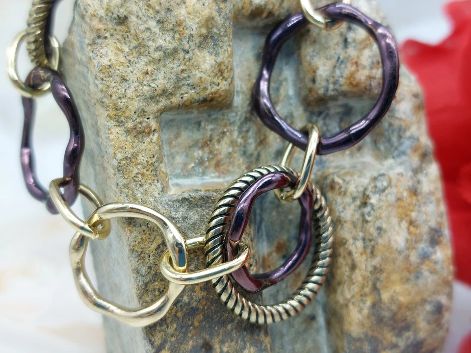 Hermosos eslabones circulares firmados Dana Bushman tono dorado y bronce varios tamaños 7" Foto 4 de 4