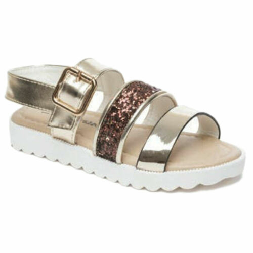 GIRLS SANDALS KIDS CHILDREN GLADIATORS SUMMER BEACH FLAT PARTY STRAPPY SHOES - Picture 30 of 30