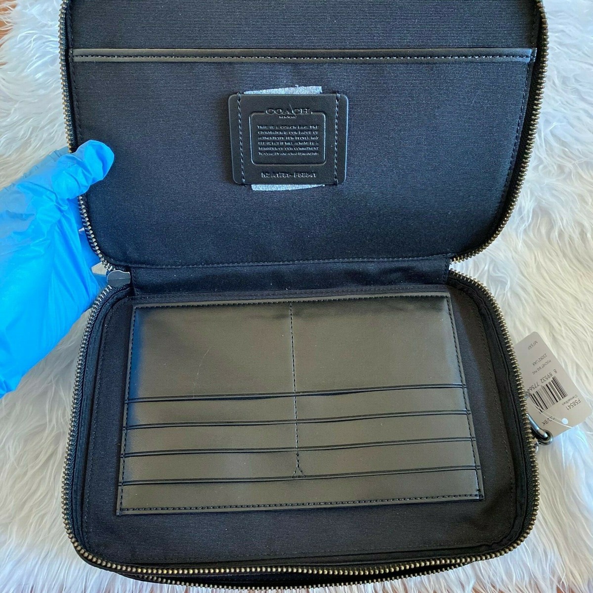 NWT Coach F58541 Men's Pouchette Signature Black Canvas Zip Wallet