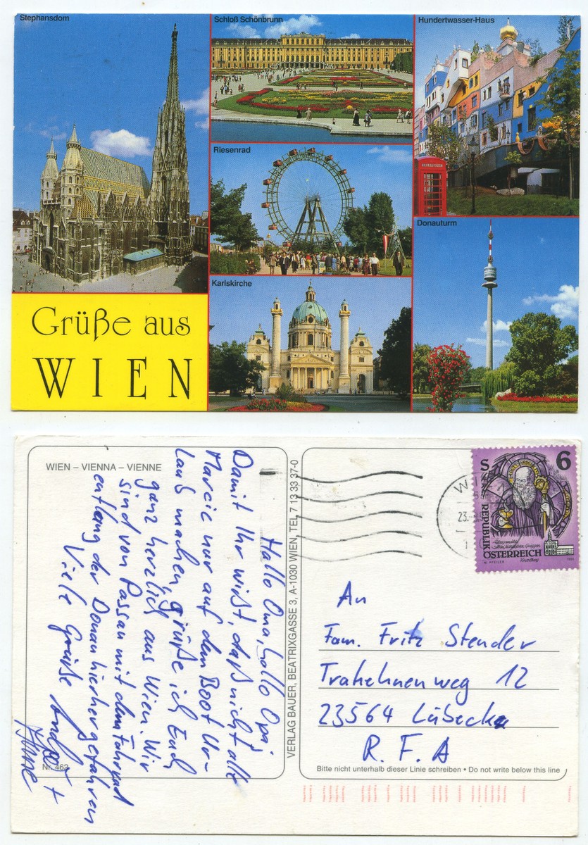 人形　GRUSS aus　Wien 20839 - Grüße aus Wien - Ansichtskarte, gelaufen 23.8.1993 | eBay