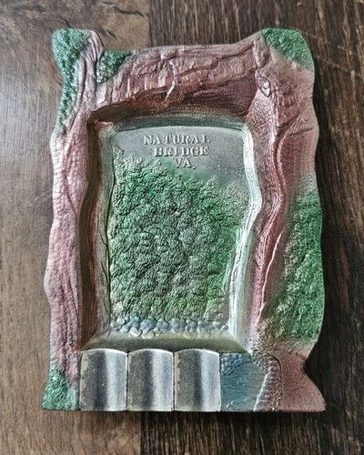 Vtg Ashtray Natural Bridge Virginia Made In Japan Aluminum 3.25"×4.45" - 第 1/3 張圖片