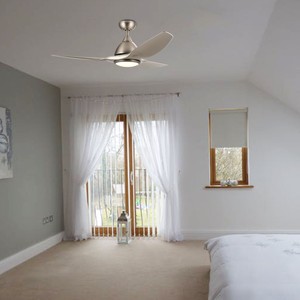 52 Inch Contemporary Ceiling Fan W 3 Blades Brushed Nickel Led