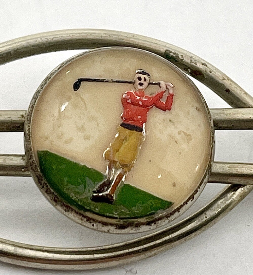 Tie Money Clip Golf-Themed Vintage Domed Reverse Intaglio-image