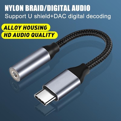 USB Type C Adapter to 3.5mm AUX Audio Headphone Jack Devices For Android X3Z5