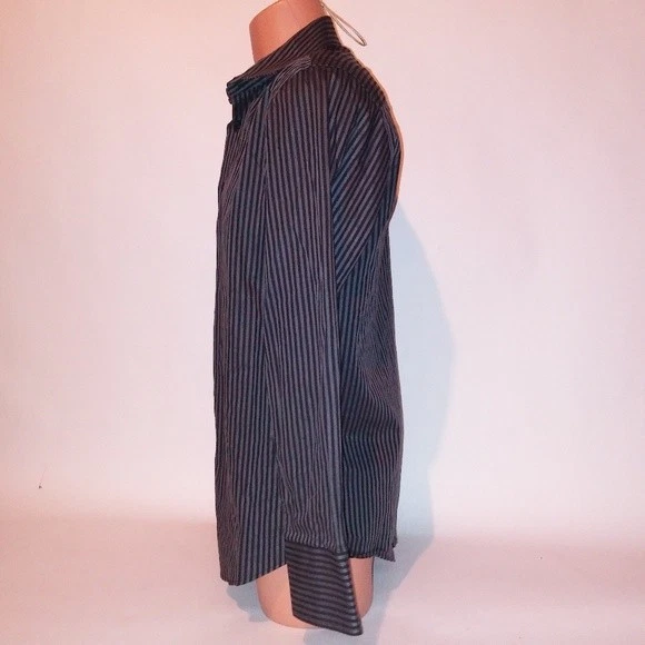 INC International Concepts Medium Button Up Shirt Black Gray Long Sleeve Men - Image 3 of 4