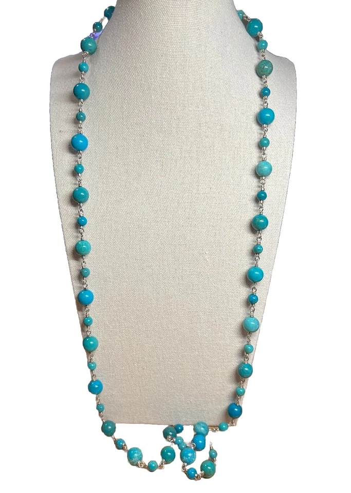 "Collar de eslabones de howlita de plata de ley 925 36""" Foto 4 de 4