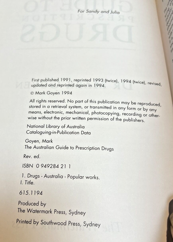 The Australian Guide To Prescription Drugs by Dr Mark Goyen - PB 1994 Revised Ed - Picture 6 of 8