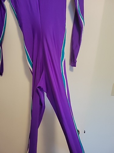 Vintage 80s Full Leotard Unitard Bodysuit Long Sleeve Lycra Scoop Neck Large - Picture 3 of 10