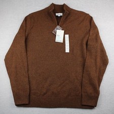 Croft  Barrow Extra Soft 1/4 Zip Sweater Mens L Brown Cotton Acrylic Polyester