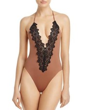 NWT NEW Blue Life Cacao Mirage Halter One Piece Swimsuit 154 XS al16