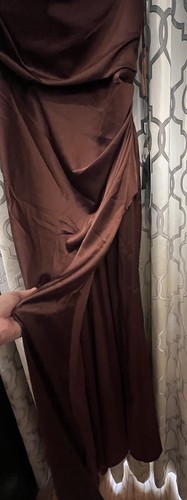 Cinderella Divine Brown Long Satin Special Occasion Dress. NEW W/Tags. Beautiful - Picture 3 of 11