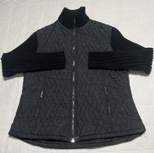 N & P Womens Black Puffer Jacket Material Sleeves Silky Lining Size Xl