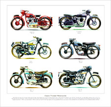 Fine Art Print depicting CLASSIC TRIUMPH MOTORCYCLES - Tiger Thunderbird Trophy