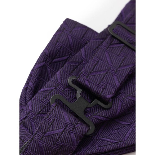 Dolce&Gabbana Men Purple Bow Tie 100% Silk Geometric Pattern Adjustable Cravat - Picture 3 of 4