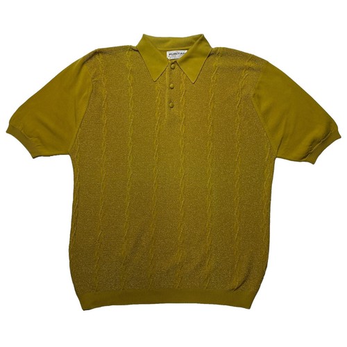 1950s PENNY'S TOWNCRAFT Long Slv KNIT LACE UP SHIRT MEDIUM (40-42