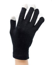UNISEX BLACK TOUCH SCREEN STRETCH WINTER GLOVES ONE SIZE