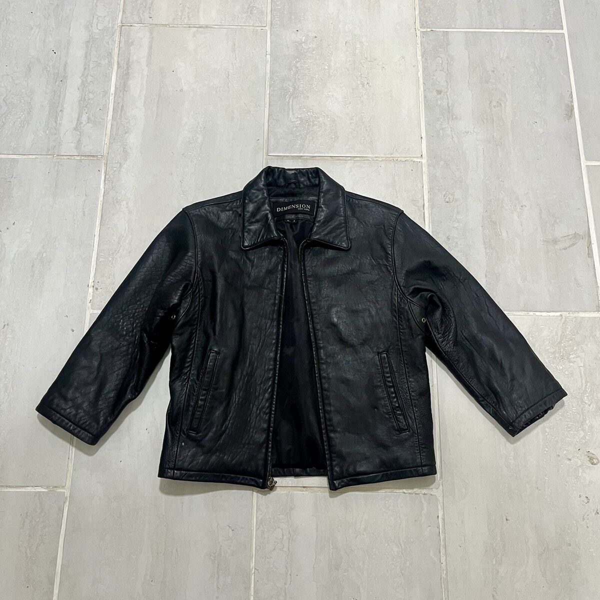 Dimension New York Women's Black Leather Lined Jacket Coat Dimension New York Women's Black Leather Lined Jacket Coat