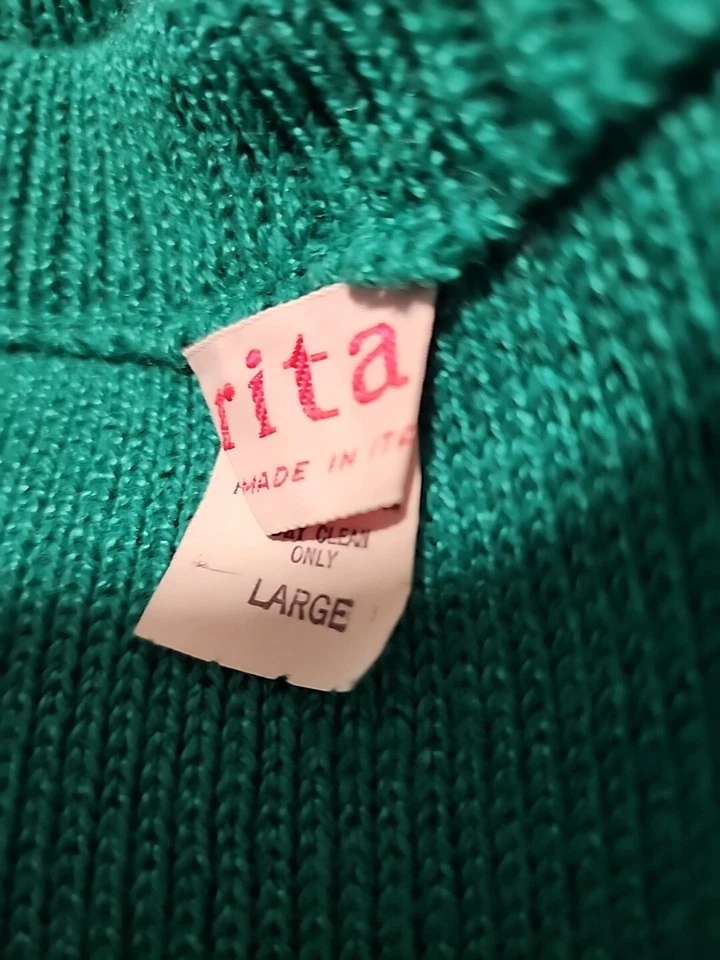 Conjunto de Top y Falda Tejida De Colección Rita Verde Esmeralda Y Negro Cintura Caída Hecho en Italia Talla L Foto 3 de 4