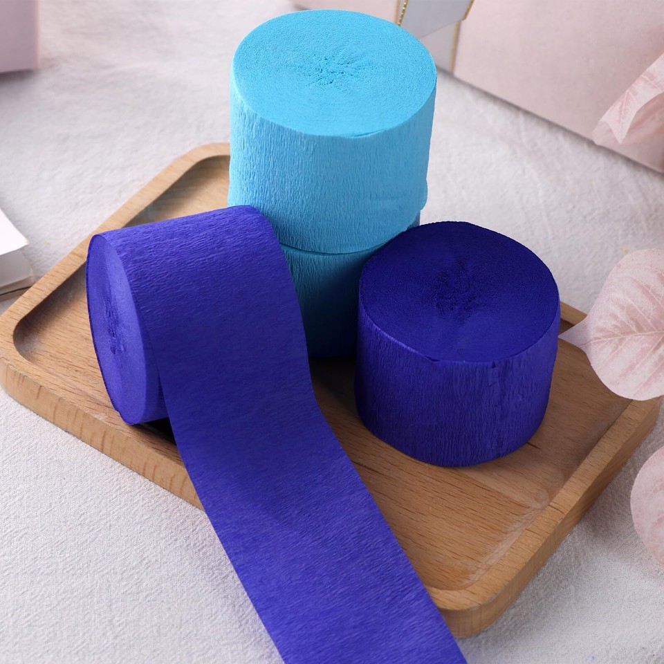 4 Crepe Paper Rolls Blue Crepe Paper Streamers Party Decorations for