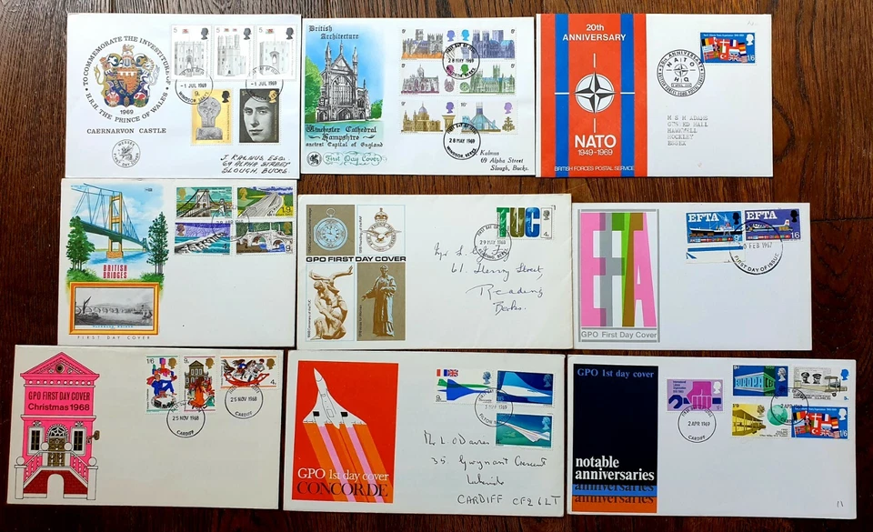 99x GB FDC's - MUITOS SELOS DE MÃO PRIVADOS PHILART WESSEX STUART GPO 1966 A 1980 - Imagem 3 de 4