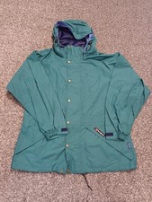 Vintage Berghaus Aquafoil Jacket Women UK 12 Green Waterproof Outdoor Hood 1990