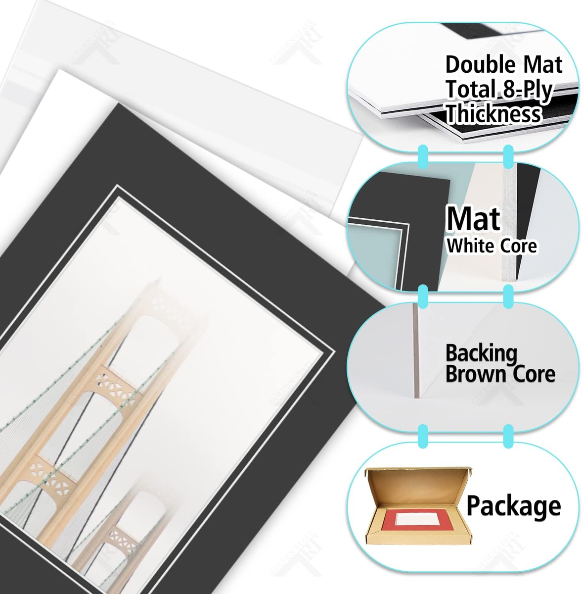 16x20 Double Acid-Free Picture Mats - Cut For 11x14 Photos In Blue & Tan