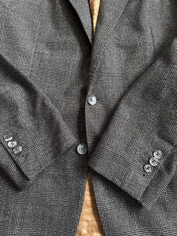 Chaqueta de Traje Oliver Wicks Personalizada Alfred Marrón 40R Lana Worsted Glen Gris a Cuadros Foto 4 de 4