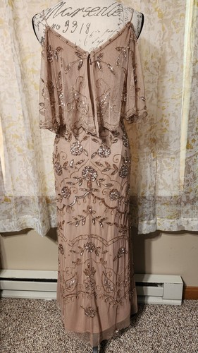 Adrianna Papell Womens Sz 14 Rose Gold Embellished Gown Maxi Dress Style# 40162 - Picture 10 of 24