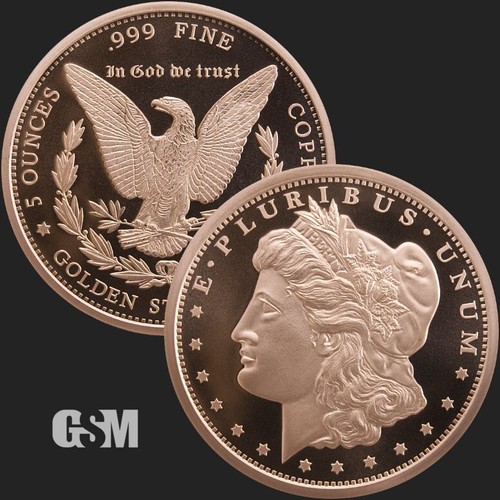 5 oz MORGAN .999 FINE COPPER BU Round Coin Golden State Mint - IN STOCK!! - Picture 4 of 4