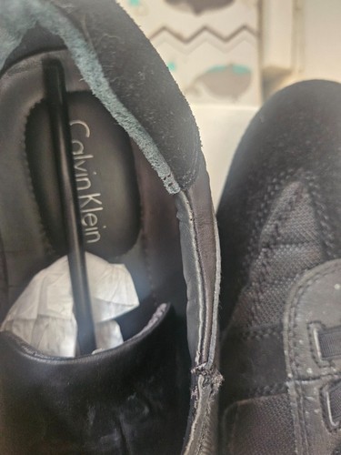Calvin Klein Shoes Mens 11 M Carey Sneakers F1625 Black Suede Lace Up Low Top - Picture 2 of 5