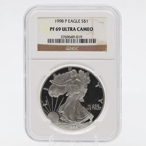 1998 P Proof Silver Eagle $1 PF69 Ultra Cameo NGC .999 Silver Philadelphia