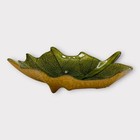 10.25-Inch Artisans TREE LEAF Shape Green & GOLD LEAF Design Glass DISH