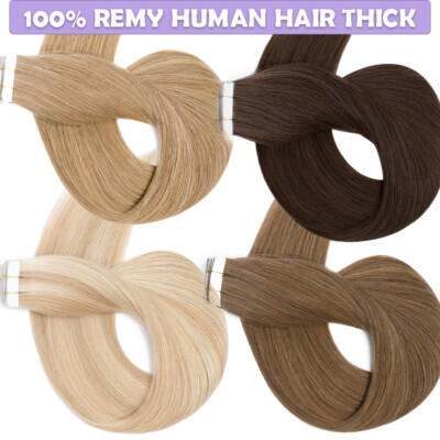 Invisible 200g 80pcs Tape In Remy Human Hair Extensions Skin Weft Glue THICK Icy