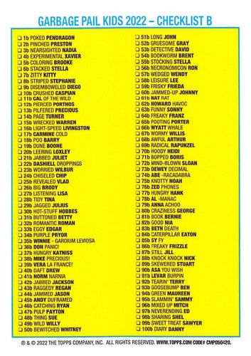 GARBAGE PAIL KIDS 2022 S1 SERIES 1 BOOK WORMS PICK-A-CARD BASE STICKERS GPK worm - Picture 347 of 401
