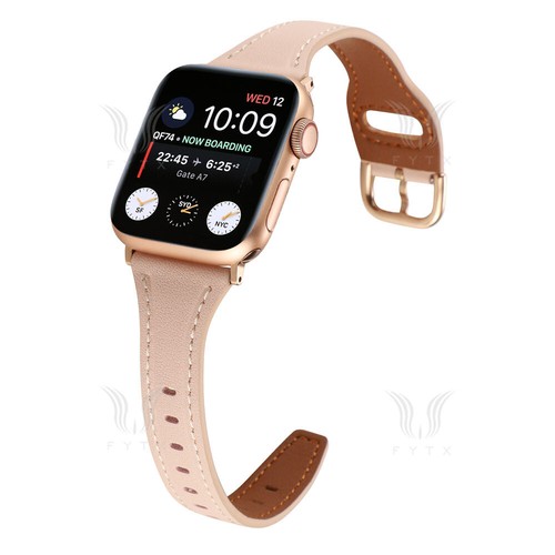 Correa de cuero delgada pulsera para Apple Watch Series 10 9 8 7 SE 6 5 4 3 Ultra 2 - Imagen 9 de 36